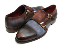 Paul Parkman Captoe Double Monkstrap Antique Blue & Brown Suede (ID#045AN14)