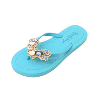 Original Shoes Blue York - Rhinestone Flat Flip Flops Sandal