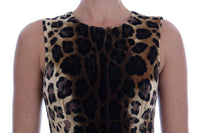 Dolce & Gabbana Abito tubino in seta stampa leopardo marrone - IT40-S