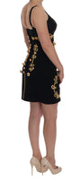 Dolce & Gabbana Abito a-line in lana nera elasticizzata oro - IT40-S