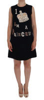 Dolce & Gabbana Black I AM A PRINCESS Abito Crystal Shift - IT46-XL