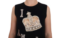 Dolce & Gabbana Black I AM A PRINCESS Abito Crystal Shift - IT46-XL