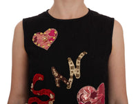 Dolce & Gabbana Nero San Valentino Crystal Shift Dress - Taglia IT42-M