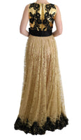 Dolce & Gabbana - Vestito in pizzo floreale nero dorato - IT42-M