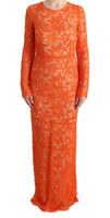 Dolce & Gabbana-Vestito lungo tubino Ricamo Arancione floreale-IT42-M