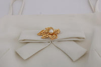 Dolce&Gabbana Abito spilla a spilla elasticizzata in lana bianca-IT44-L