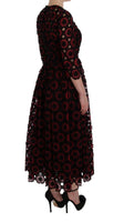 Dolce & Gabbana Red Floral Ricamo A-Line Shift Dress - Taglia IT40-S