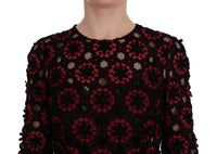 Dolce & Gabbana Red Floral Ricamo A-Line Shift Dress - Taglia IT40-S