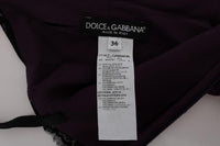 Dolce & Gabbana Abito in pizzo nero di seta viola - IT36-XS