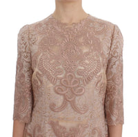 Dolce & Gabbana Abito in pizzo rosa ricamato con ricamo ricamo-IT38-XS