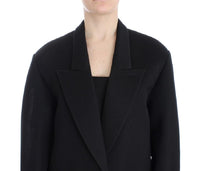 KAALE SUKTAE Blazer giacca lunga con cappuccio trench coat nero-IT42-M