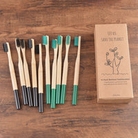 10 Pack Bamboo Toothbrush Medium Bristles Biodegradable Plastic-Free Toothbrushes Cylindrical Low Carbon Eco Bamboo Handle Brush