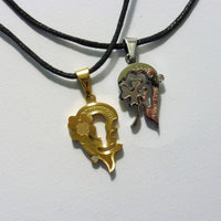 Pair of necklaces with heart and clover - Gold and Silver Color