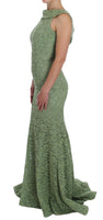 Dolce & Gabbana Green Floral Lace Sheath Maxi Dress - Size IT40-S