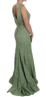 Dolce & Gabbana Green Floral Lace Sheath Maxi Dress - Size IT40-S