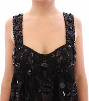 Dolce & Gabbana Abito nero con cristalli floreali incastonati - IT42-M