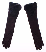 Dolce & Gabbana Purple Mink Fur Goatskin Suede Leather Gloves - Size 7-5-M