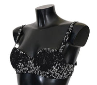 Dolce & Gabbana Black Silk White Lace Stretch Underwear Bra - Size IT3-M