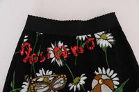 Dolce & Gabbana Black Embellished Daisy Brocade Skirt - Size IT42-M