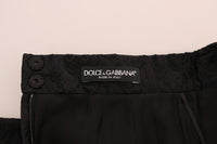 Dolce & Gabbana Black Floral Jacquard Silk A-Line Skirt - Size IT36-XS