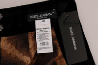 Dolce & Gabbana Dark Green Baroque Velvet Pencil Skirt - Size IT40-S