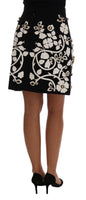 Dolce & Gabbana Black Crystal Floral Pencil Skirt - Size IT38-XS