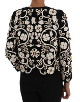 Dolce & Gabbana Black Baroque Floral Crystal Jacket - Size IT40-S