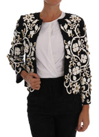 Dolce & Gabbana Black Baroque Floral Crystal Jacket - Size IT40-S