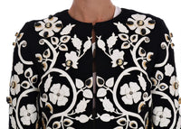 Dolce & Gabbana Black Baroque Floral Crystal Jacket - Size IT42-M