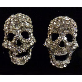 Pair of earrings with rhinestone skull - Plastic - Color Silver