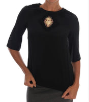 Dolce & Gabbana Black Sacred Heart Lace Top Blouse - Size IT36-XXS