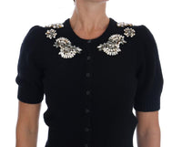 Dolce & Gabbana Black Cashmere Crystal Cardigan Sweater - Size IT38-XS