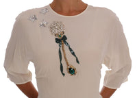 Dolce & Gabbana White SICILY Crystal Blouse - Size IT42-M