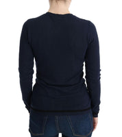 Costume National Blue V-neck Viscose Sweater - Size S