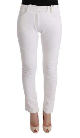 Pantaloni casual slim fit Ermanno Scervino in cotone bianco - IT40-S