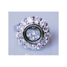 Silver plated ring with case and Crystal Synthetic Diamonds