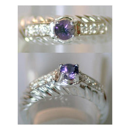 Anello in Silver plated with Natural Amethyst