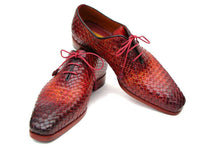 Paul Parkman Bordeaux & Tobacco Woven Leather Oxfords (ID#54HK42)