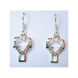 Silver Earrings 925 Rhodium - Cross/Heart