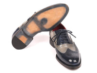 Paul Parkman Navy & Gray Wingtip Oxfords Goodyear Welted (ID#027-NVYGRY)