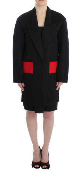 KAALE SUKTAE Blazer giacca lunga con cappuccio trench coat nero-IT38-XS