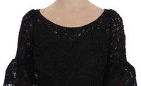 Dolce&Gabbana Maxi vestito aderente lungo in pizzo floreale nero-IT36-XS