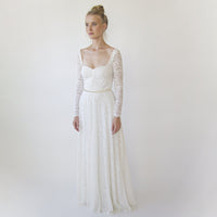 BLUSHFASHION - Original Ivory Sweetheart Lace Wedding Dress With Long Sleeves #1361