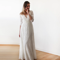 BLUSHFASHION - Original Bestseller Ivory Wrap Lace Wedding Dress #1124