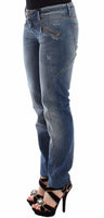 Jeans Ermanno Scervino Blue Slim Denim Pants Straight Stretch - IT40