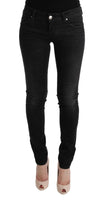 Jeans slim fit ACHT in denim nero con fondo in cotone - Taglia W26