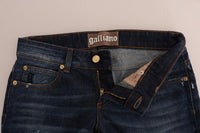 Jeans bassi elasticizzati in cotone lavato Galliano blu lavaggio - W27