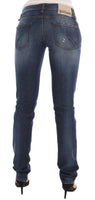 Jeans bassi skinny in cotone lavato elasticizzato blu lavato - W30