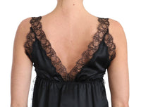 Lingerie Cami in pizzo nero elasticizzato in seta D&G-IT44-L