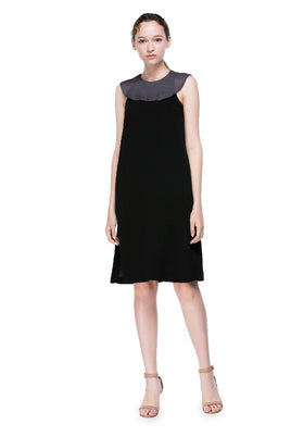 LAGEROSE - Original Black Midi Dress With Grey Collar